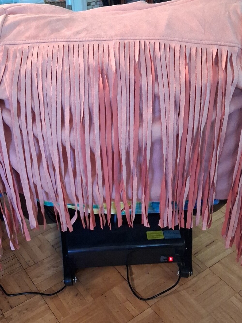Pink Fringe Faux Suede Jacket Size Xlarge - Picture 4 of 4